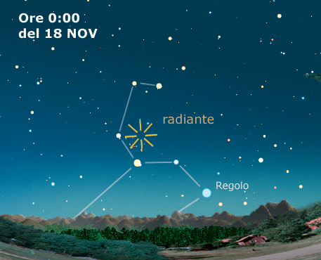 Mappa Leonidi 2010 - Copyright Coelum Astronomia