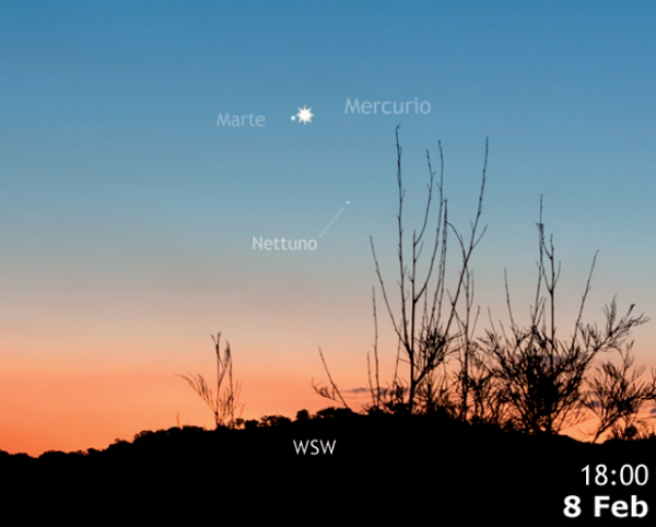 Congiunzione tra Marte e Mercurio