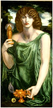 La divinità Mnemosine in un dipinto di Dante Gabriel Rossetti