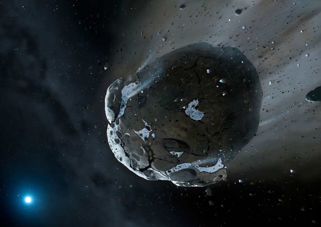 Artist's view of watery asteroid