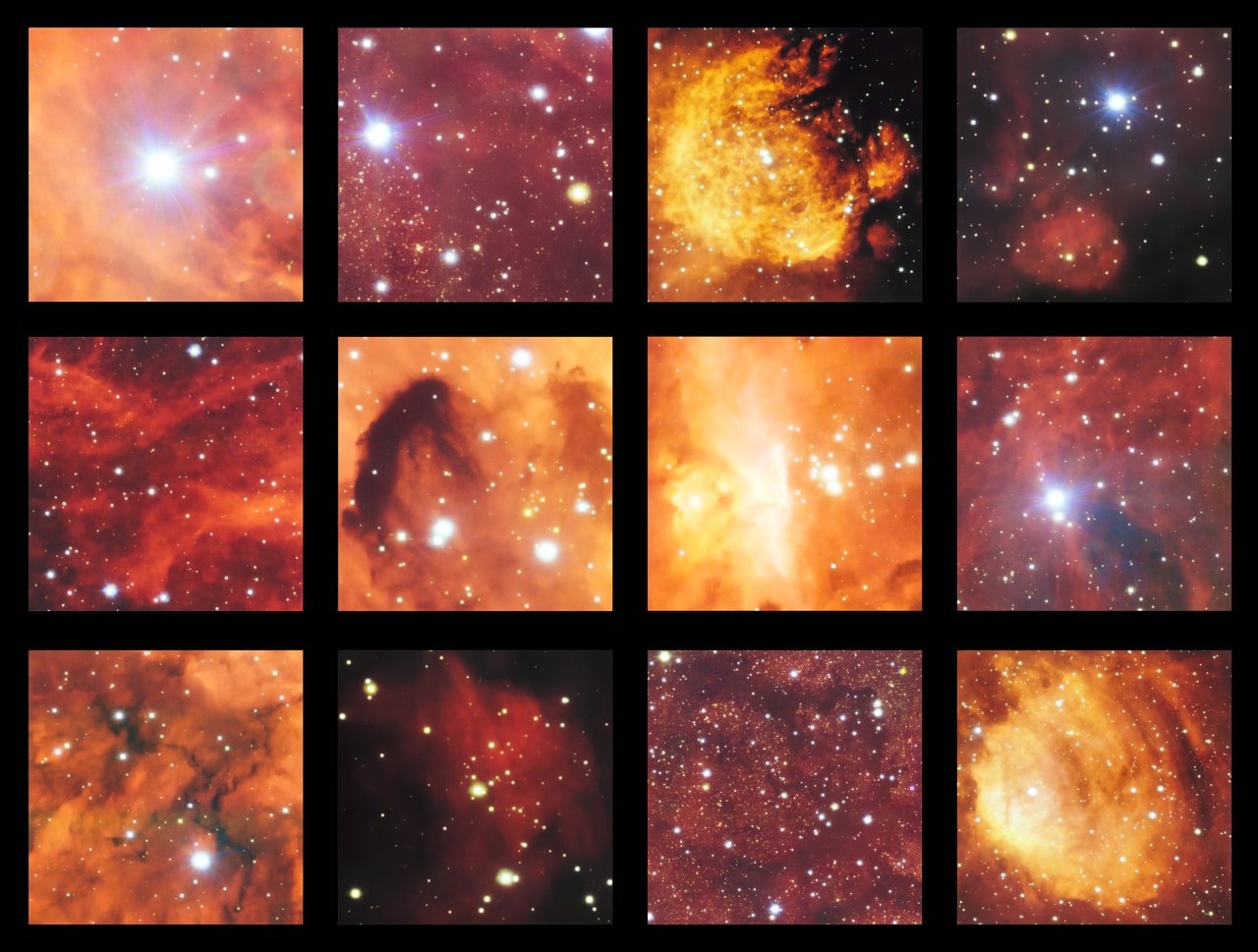 Highlights from VST image of Catâs Paw and Lobster Nebulae