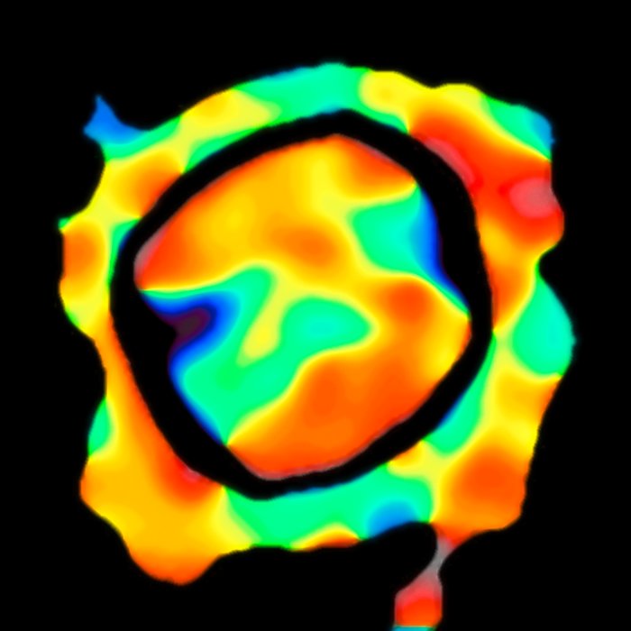 VLTI velocity map of the surface of Antares Mappa della vleocità del materiale che compone l'atmosfera stellare della supergigante rossa Antares.