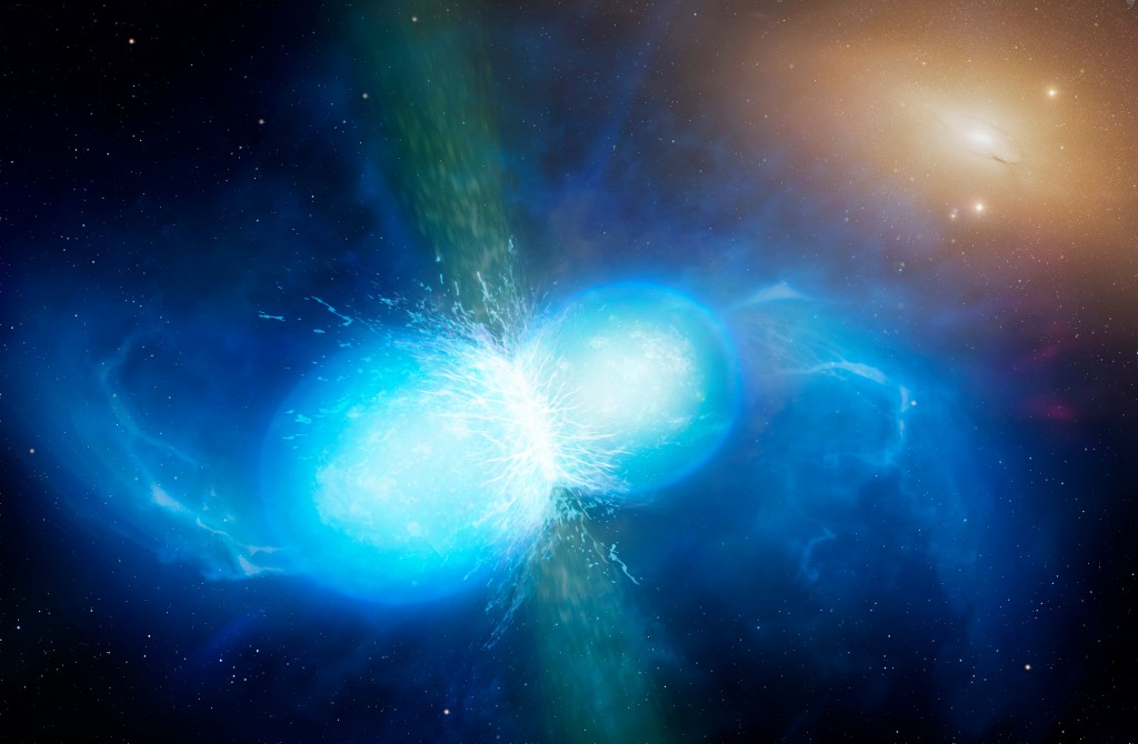 Artistâs impression of merging neutron stars
