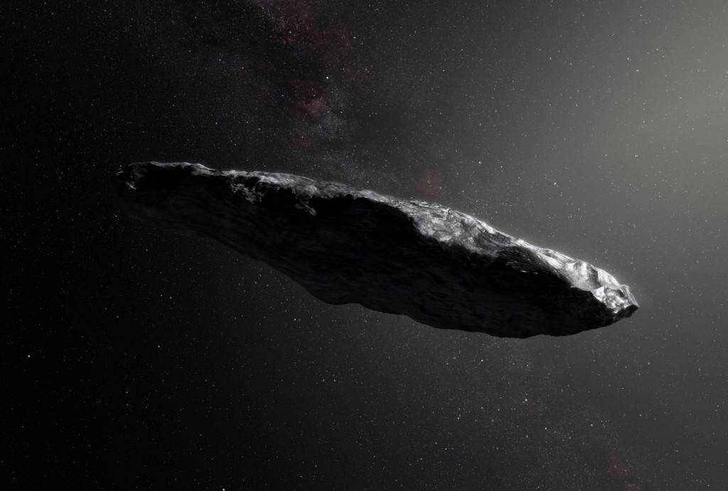 Artistâs impression of the interstellar asteroid `Oumuamua