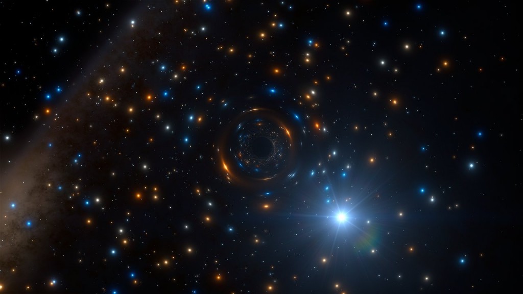 Artistâs impression of the black hole binary system in NGC 320