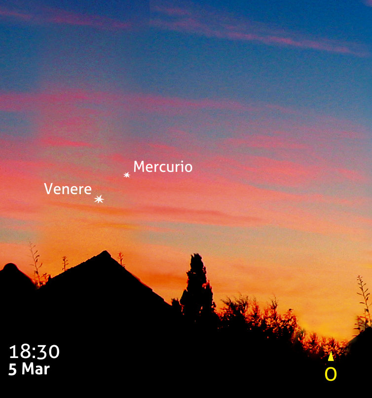 Brillante congiunzione tra Venere e Mercurio