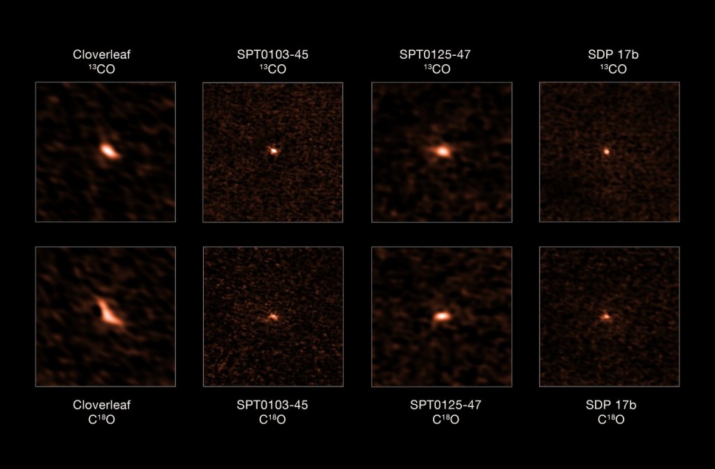 ALMA observations of four distant starburst galaxies
