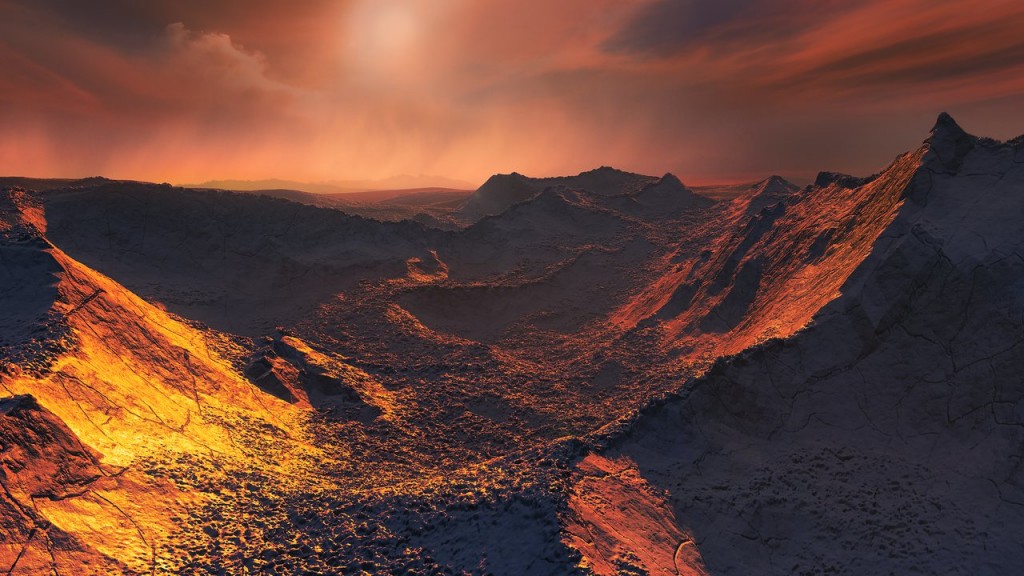 Artistâs impression of the surface of a super-Earth orbiting B
