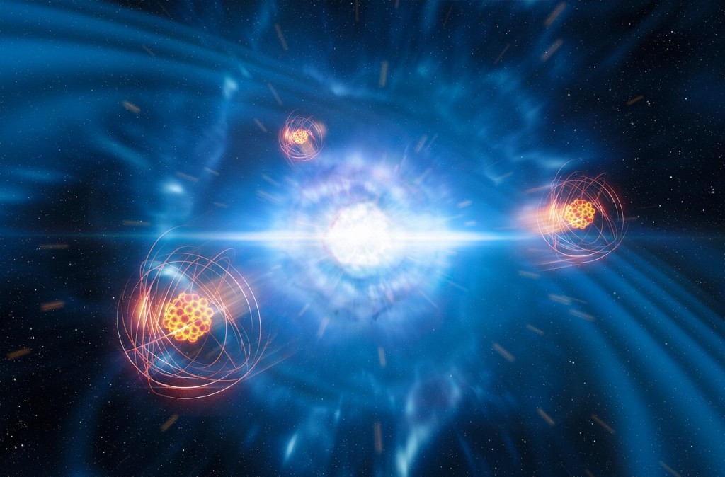 Artistâs impression of strontium emerging from a neutron star