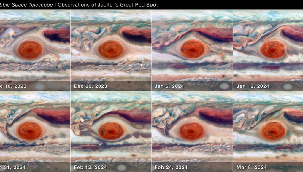 Close-up of Jupiter’s Great Red Spot (December 2023 to March 2
