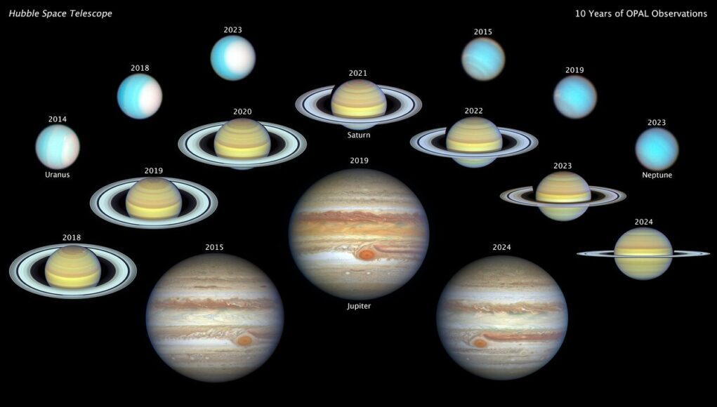 Hubble celebrates decade of tracking outer planets