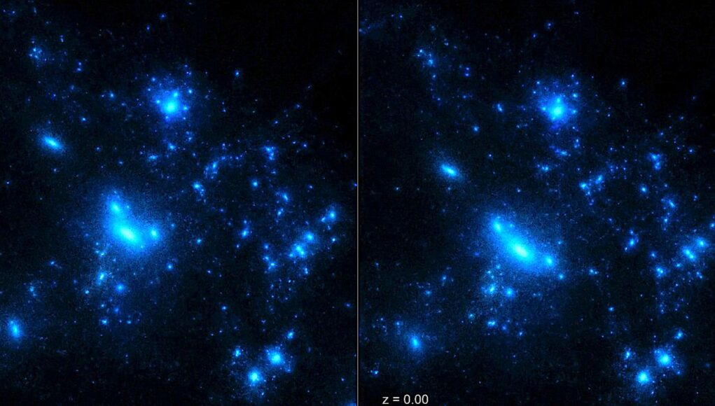 simulazione cosmologica a collage of stars in space