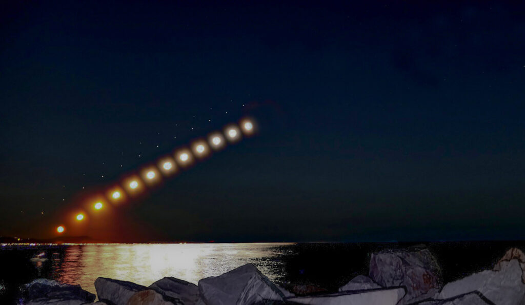 Congiunzione Luna Giove Saturno