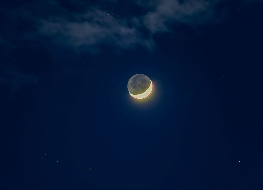 Congiunzione Luna (con luce cinerea) e Aldebaran