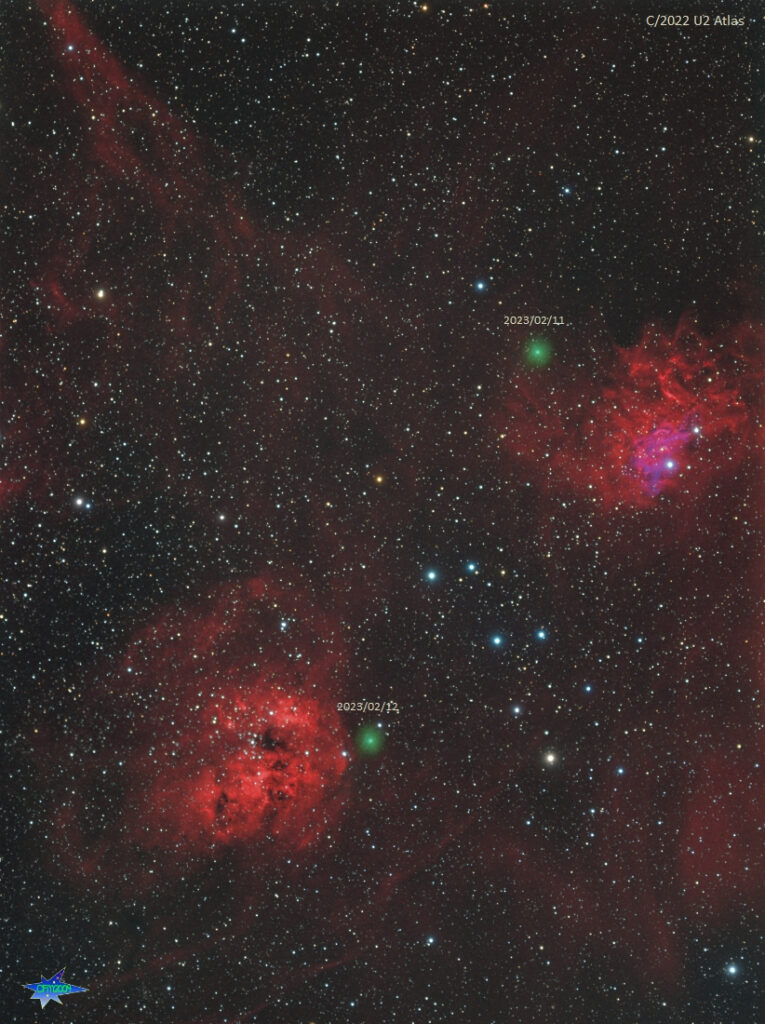 Cometa C/2022 U2 Atlas in Auriga