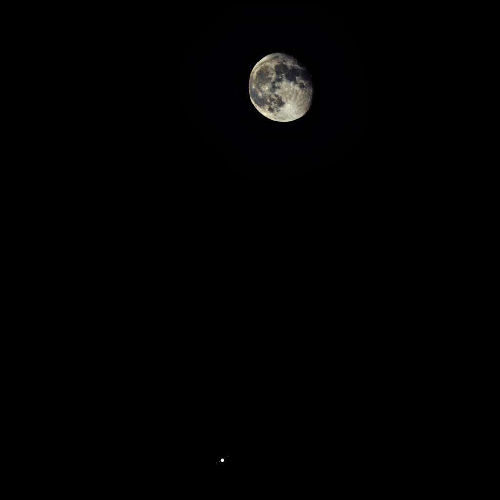 Congiunzione Luna-Giove (con satelliti Io-Europa e Ganimede)