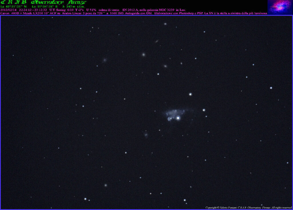Supernova 2012 A in NGC 3239