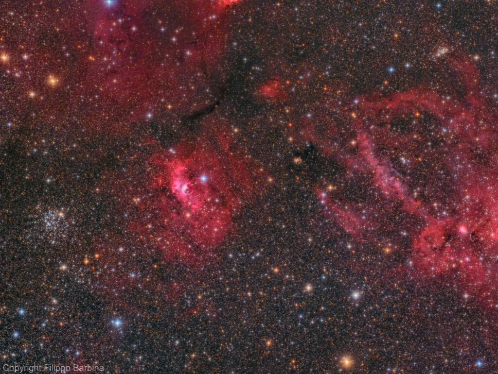 M52, NGC7635 nebulosa Bolla e SH2-157