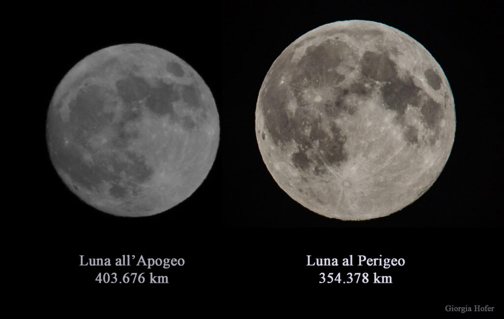 Differenza nelle dimensioni apparenti della Luna all Apogeo e al Perigeo