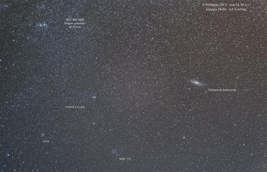 La piccola Lovejoy C2014 Q2 in un cielo a dir poco affollato