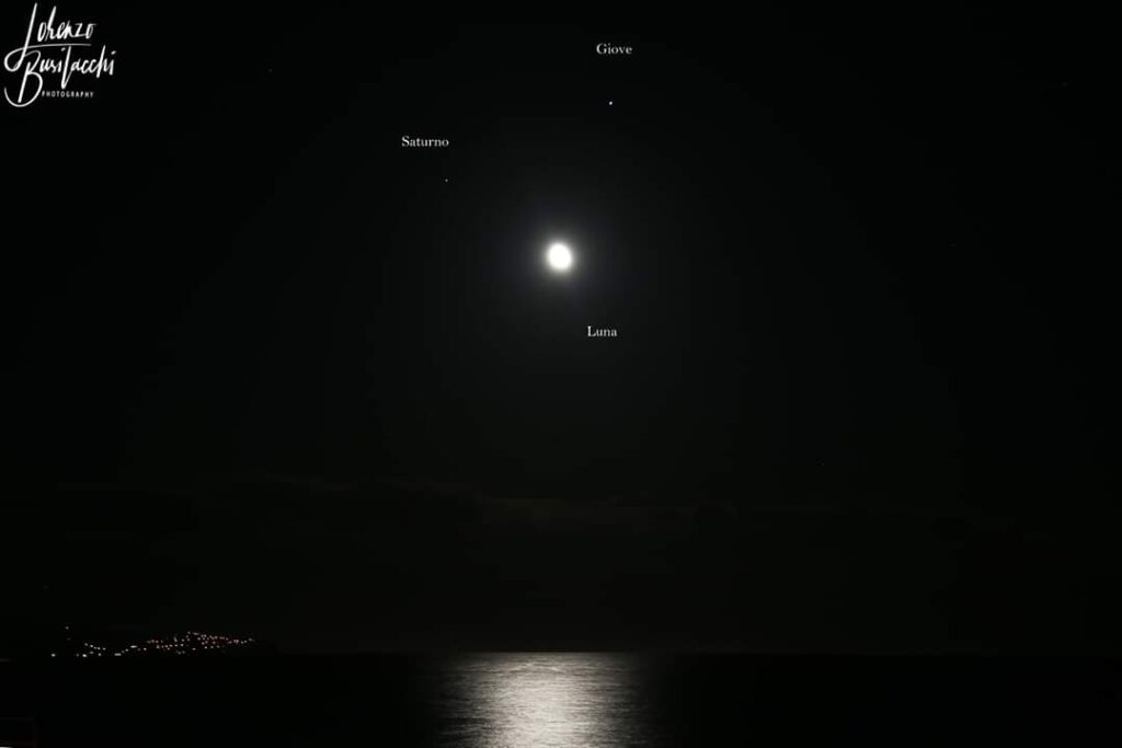 Congiunzione Luna Giove Saturno