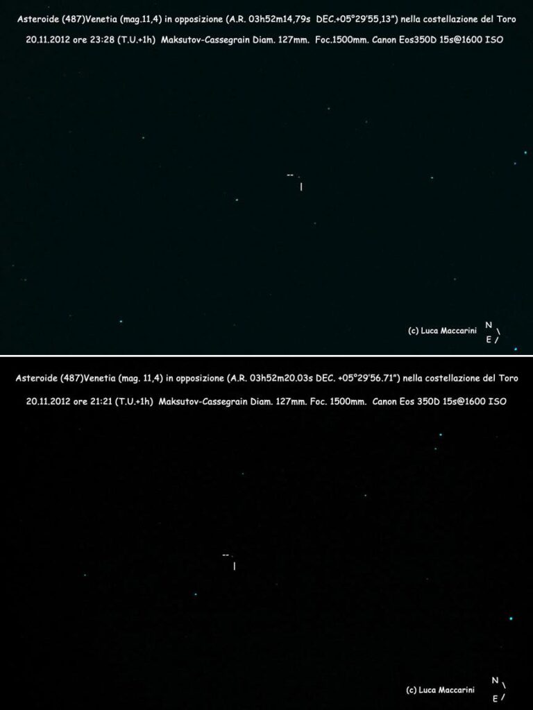 Asteroide (487)Venetia all’opposizione.