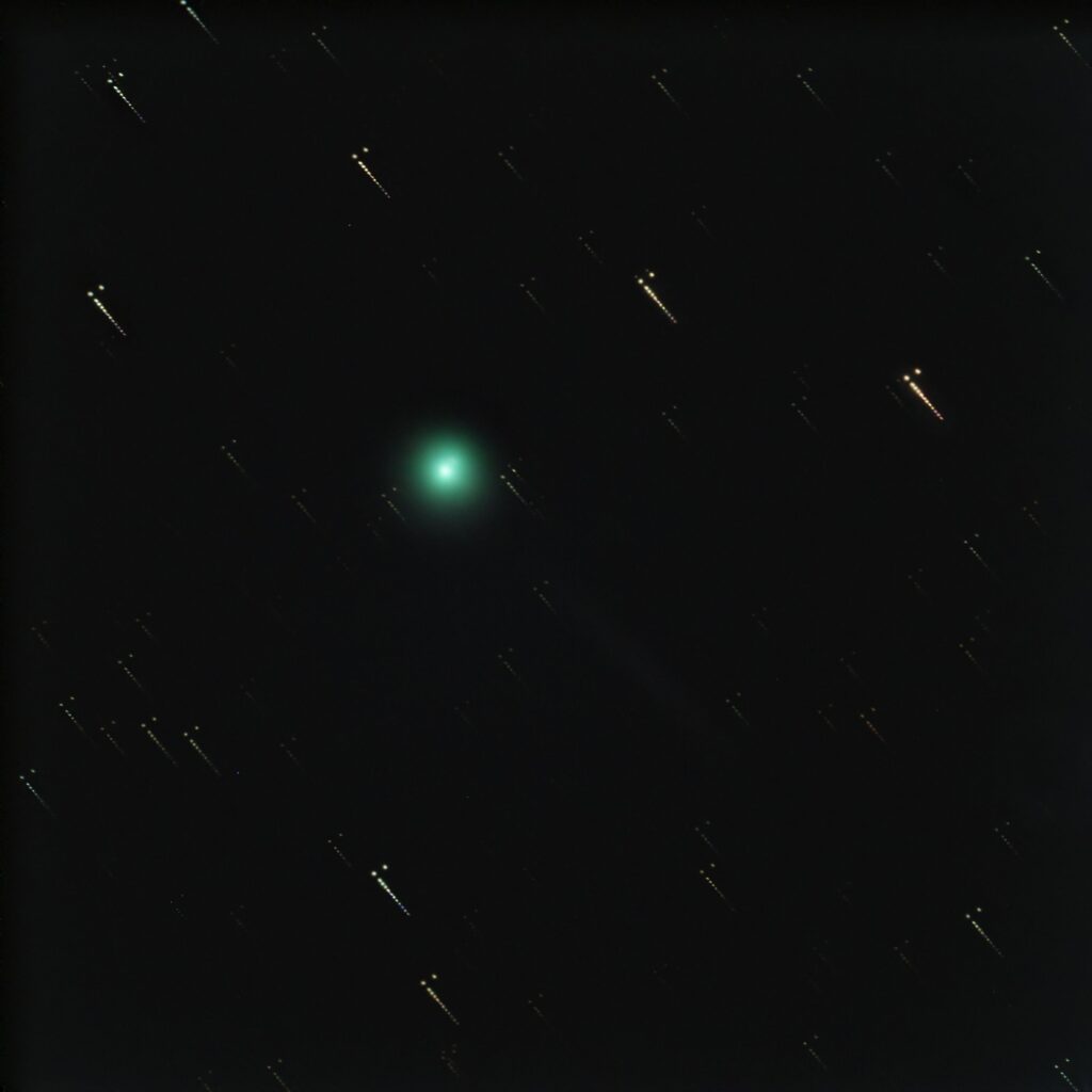 Cometa C/2023 P1 Nishimura con stelle strisciate