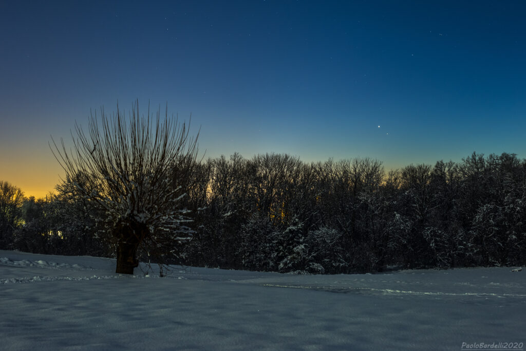 Giove e Saturno dopo una nevicata