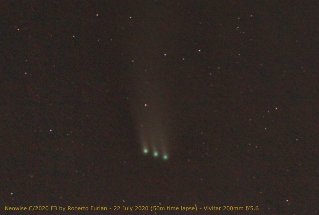Cometa Neowise – movimento nella serata