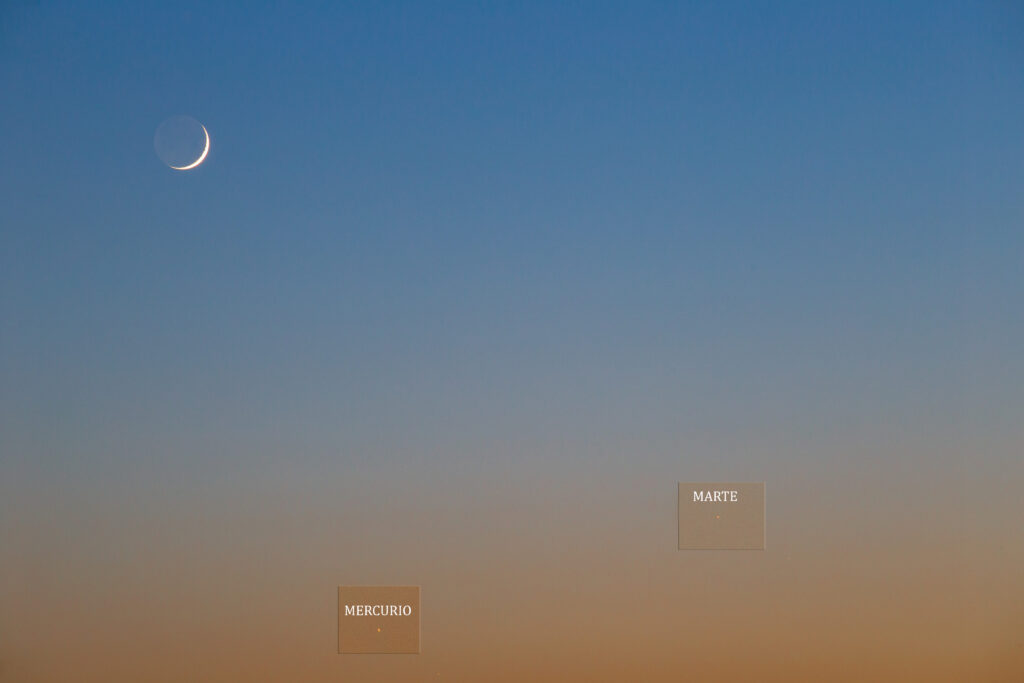 Luna, Marte e Mercurio.